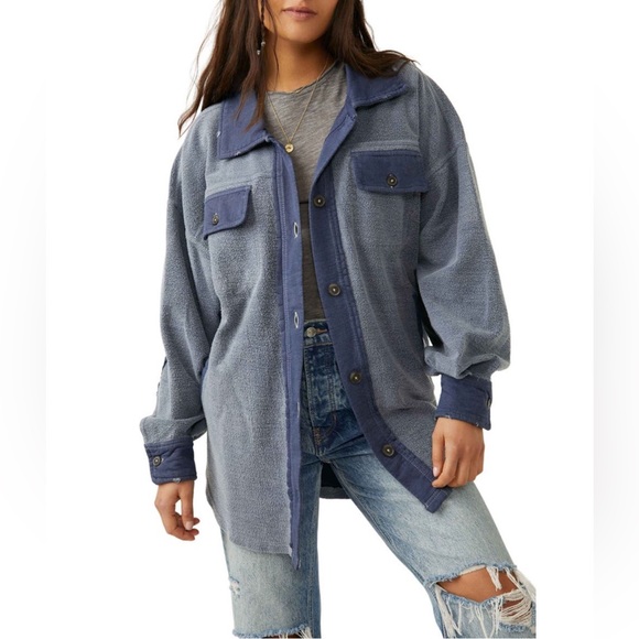 FREE PEOPLE Ruby Jacket Shacket - Oceana Navy Blue - NWT - Picture 3 of 6